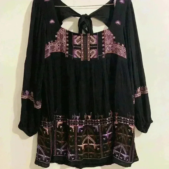 Free People Rhiannon Embroidered Babydoll Long Sleeve boho Dress - Picture 2 of 11